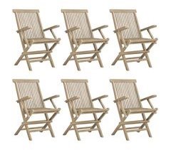 Set 6 sillas de jardín plegables de madera maciza