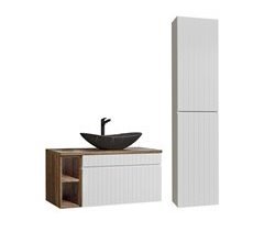 Conjunto mueble lavabo individual 2 nichos y columna Zelie