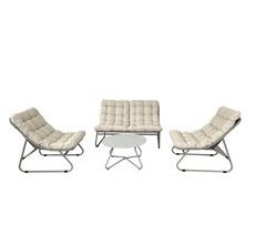 Set de 2 Sillones + Sofá + Mesade Centro color Gris FORMENTERA