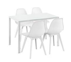 Juego de comedor Mesa + 4x sillas minimalista vidrio + plástico 105x60