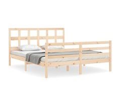Estructura de cama con cabecero madera maciza 150x200