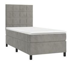Cama box spring colchón y LED terciopelo - Bloques con cuadros 80x200