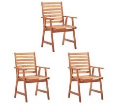 Set 3 sillas de comedor de exterior de madera