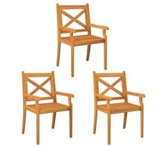 Set 3 sillas de comedor de jardín de madera maciza