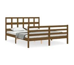 Estructura de cama con cabecero madera maciza 150x200