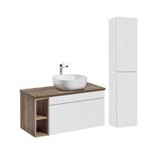 Conjunto mueble lavabo individual 2 nichos y columna Zelie 100