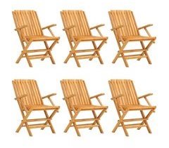 Set 6 sillas de jardín plegables de madera maciza teca