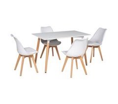 Conjunto de mesa rectangular PIA y 4 sillas NORA