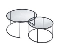 Set de 2 mesas de centro nido Kokkola Metal/Vidrio templado 60x60
