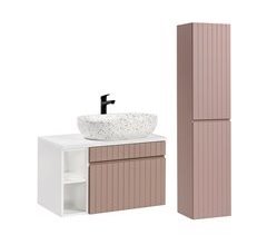 Conjunto mueble lavabo individual de 2 nichos y columna Zelie