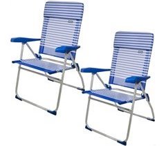 Pack ahorro 2 sillas playa Sicilia multiposición antivuelco c/cojín 48x62x101 cm Aktive