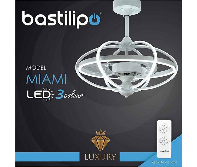 Lámpara Ventilador Metal Serie Miami Blanco