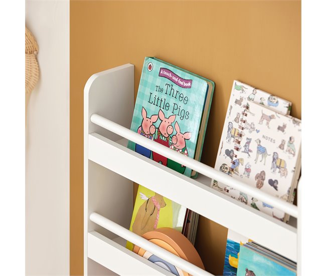 Librería Infantil para Niños con 4 estantes KMB08-K-W SoBuy Blanco