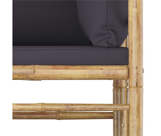 Set de muebles de jardín bambú con cojines Gris