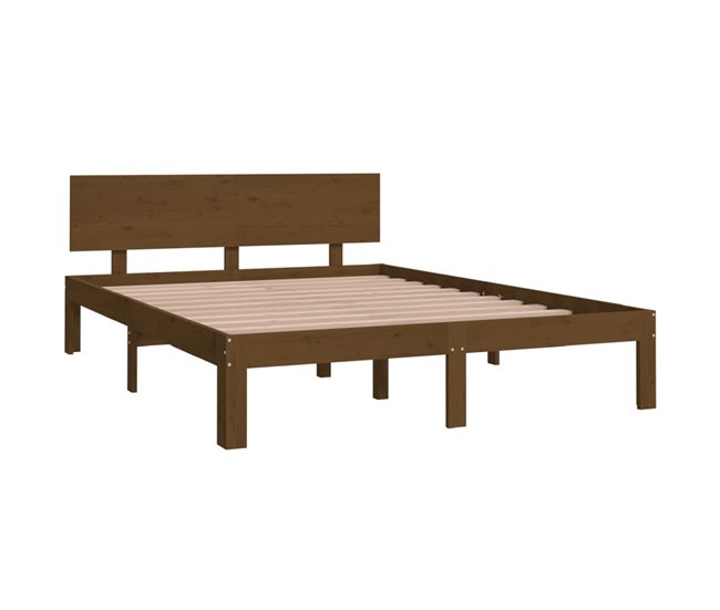 Estructura de cama de madera maciza doble 4FT6 135x190 cm