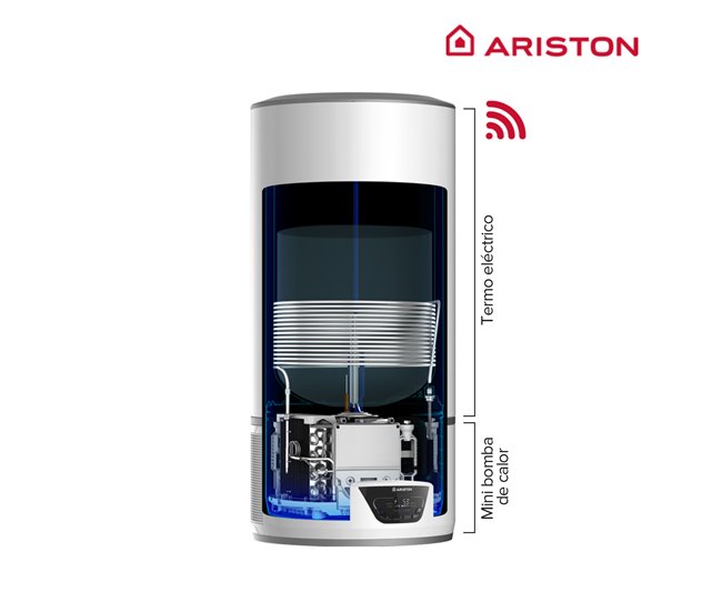 Termo eléctrico Ariston, Lydos Hybrid Wifi 80L+Depósito+Colgador Blanco Lacado