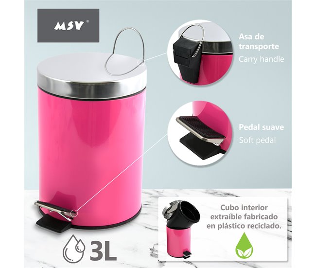 Cubo Basura Baño 3L Rosa