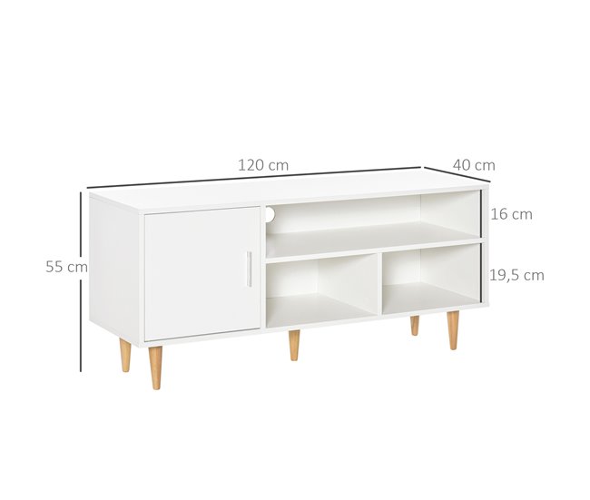Mueble de TV HOMCOM 839-092 120 Blanco