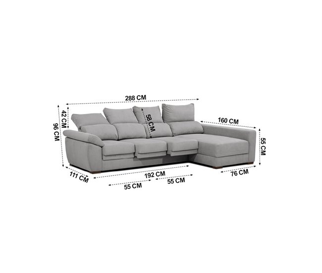 Chaise longue reversible ARGOS color gris Conforama