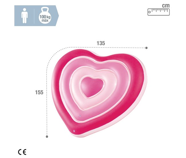 Colchoneta hinchable corazón INTEX Rosa