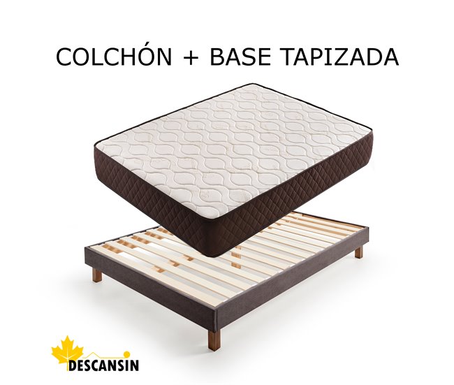 Pack Colchon + Base Tapizada Descansin | Base tapizada silenciosa 