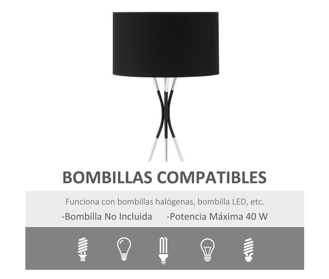 Lámpara de Pie HOMCOM B31-370V90 Negro