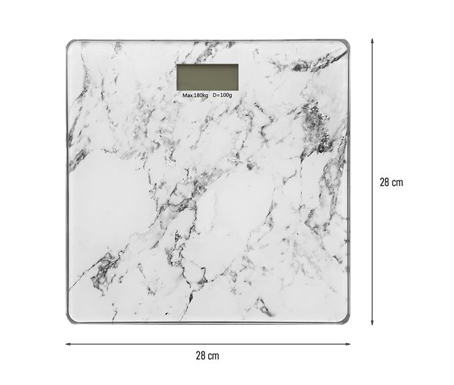 Acomoda Textil - Báscula Digital de Baño Cuadrada. Pantalla LCD. Blanco/ Gris