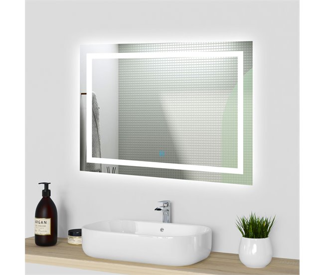 Espejo de baño LED sin cobre＋antivaho＋interruptor táctil 60x80 Blanco