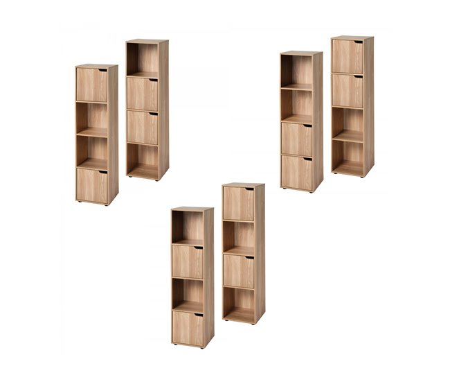[Mueble 3 estantes acabado madera 2 puertas MODU Marron