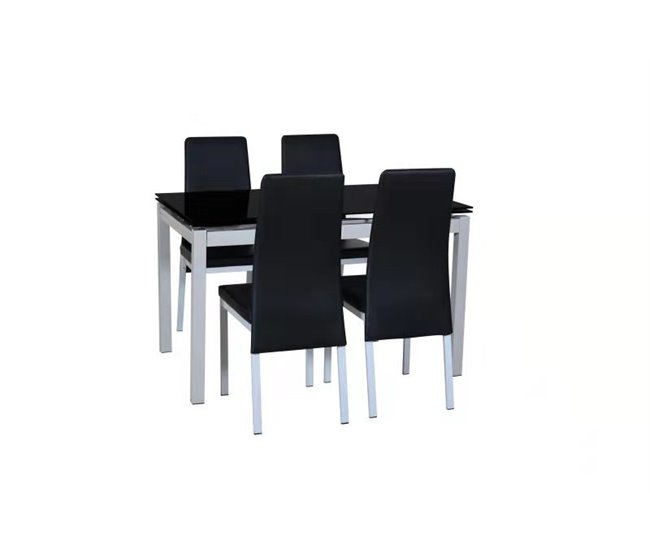 Set de comedor de mesa TOKYO extensible + 4 sillas Negro