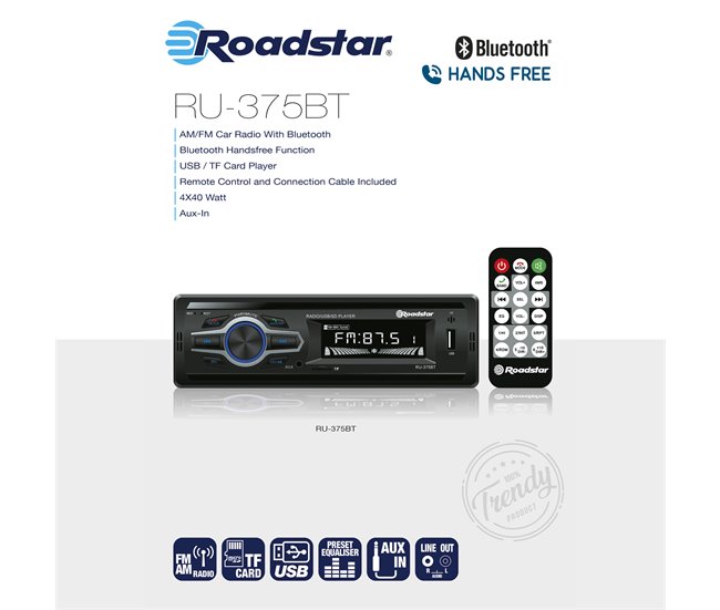 Radio Coche Digital Roadstar RU-375BT Negro