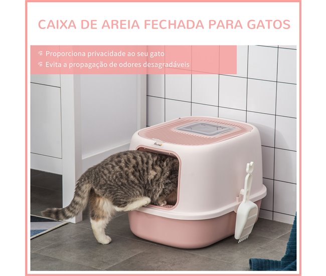 Arenero para Gatos PP PawHut, mascotas - accesorios para gatos Rosa