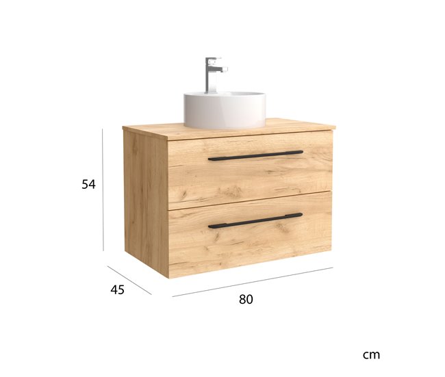 Mueble de baño Morai con tirador  | Lavabo sobre encimera Marron