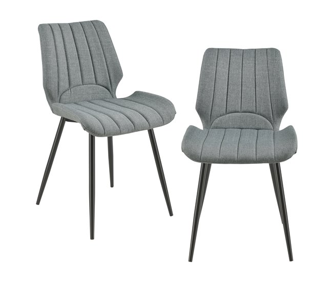 Set de 2x sillas de comedor Pohorje cuero sintético y metal Gris