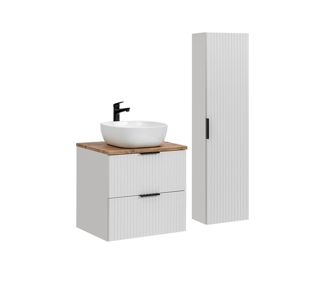 Conjunto mueble lavabo individual y columna Adriel 46 Blanco