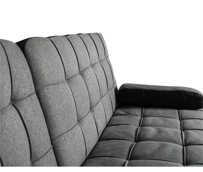 Sofá-cama chaise longue derecha con mesita de centro Gris Oscuro