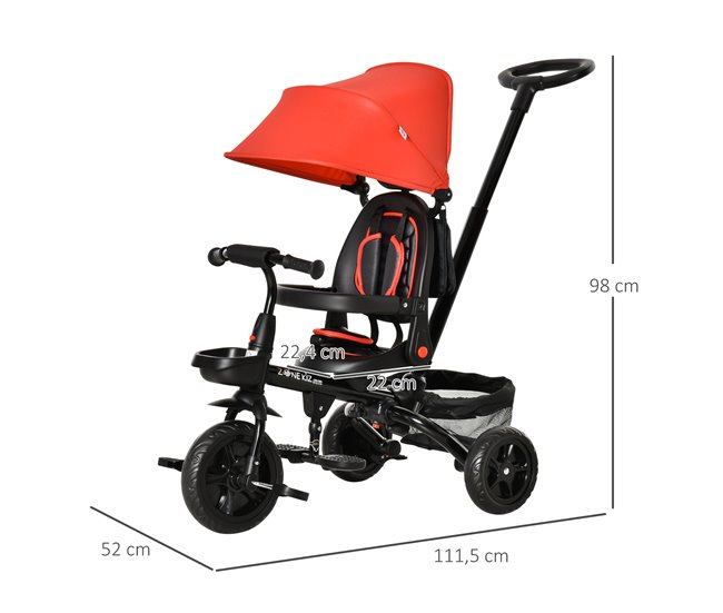 Triciclo para Bebé HOMCOM 370-198BK Rojo