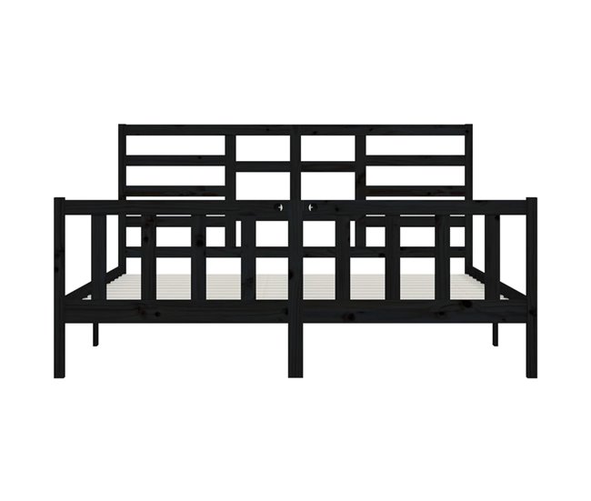 Estructura de cama madera maciza negro super king 180x200 cm - referencia  Mqm-3105269