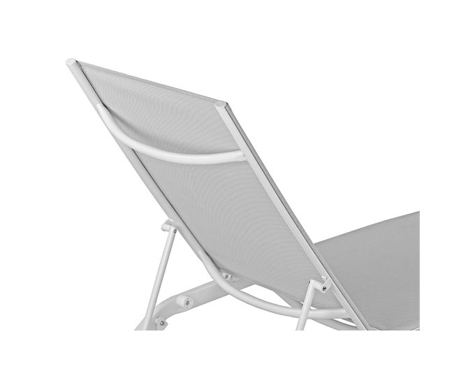Tumbona reclinable de acero y textileno Blanco