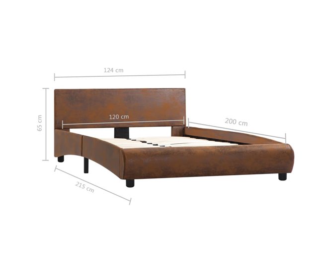 Estructura de cama de cuero sintético 120x200 Marron