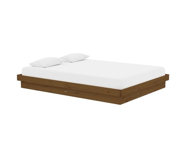 Estructura de cama con cajones marrón miel 135x190 cm 4FT6 Doble