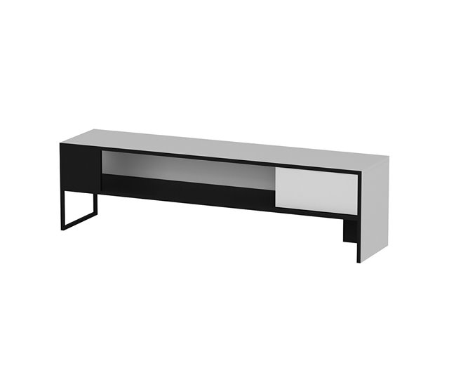 Mueble de TV moderno Faaborg aglomerado/metal Blanco/ Negro
