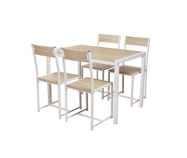 Conjunto de mesa y sillas COMET Natural/ Blanco