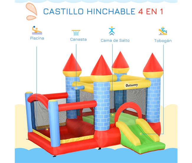 Castillo Inflable Infantil Outsunny 342-017V90 Multicolor