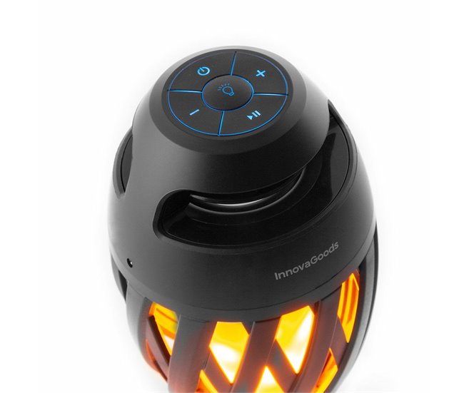 Altavoz Inalámbrico con LED Efecto Llama Negro