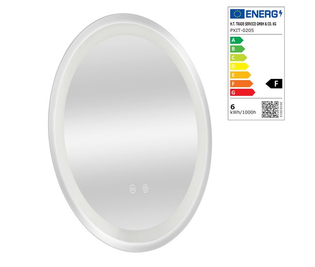 Espejo de pared con LED Maratea para baño antivaho redondo 50x3 Plata