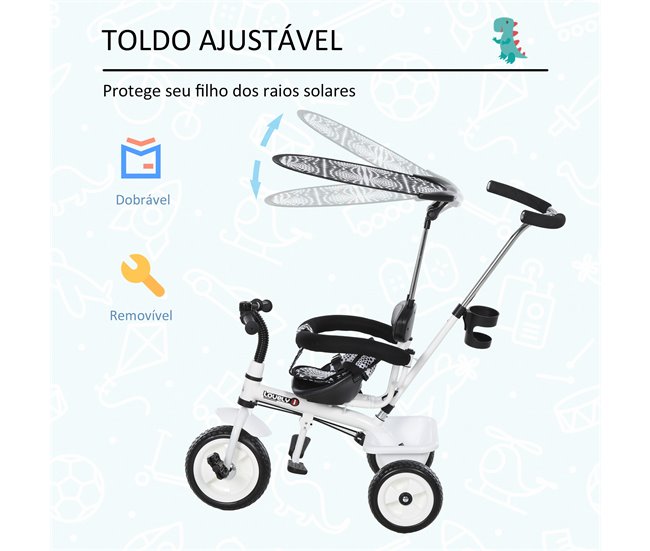 Triciclo para Bebé HOMCOM 370-025 Blanco/ Negro