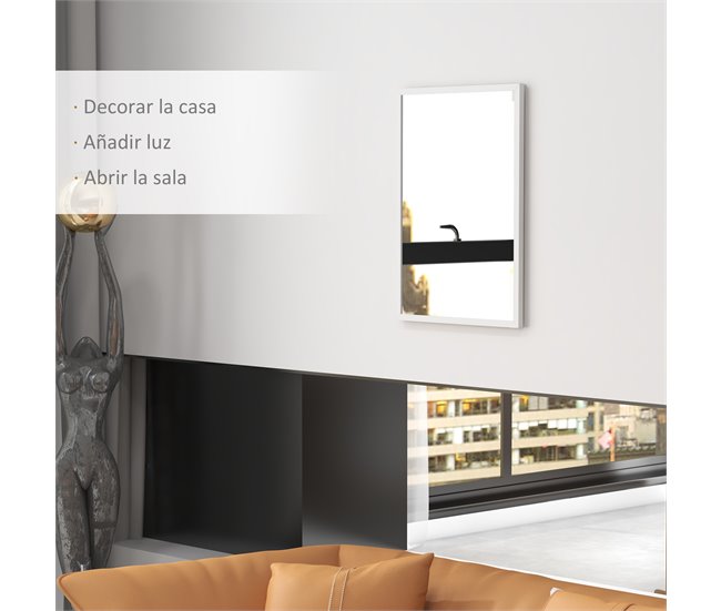 Espejo de Pared MDF, Vidrio HOMCOM, hogar - decoración Blanco