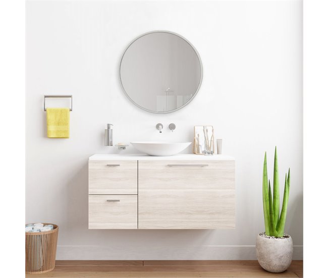 Espejo de pared para el baño Modugno redondo [en.casa] 60x2 Blanco Mate/ Sahara