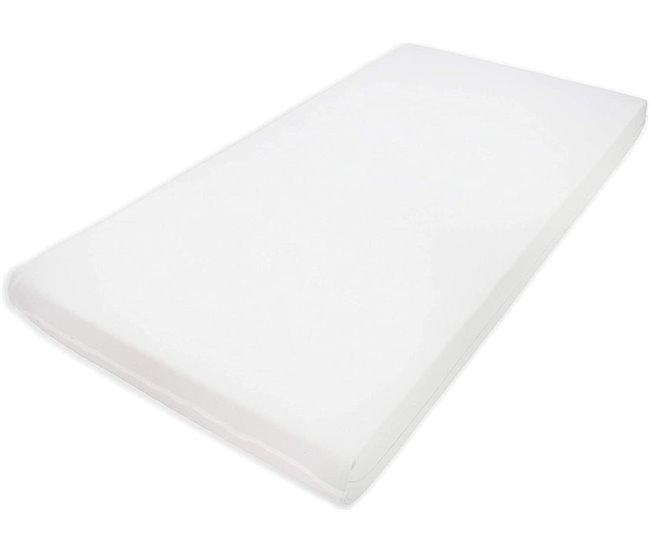 Acomoda Textil - Colchón Cuna Desenfundable e Impermeable. Blanco/ Gris
